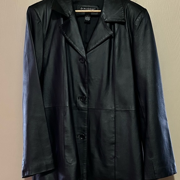 100% Leather Car Coat Jacket Fingertip length sleeve - Picture 4 of 6